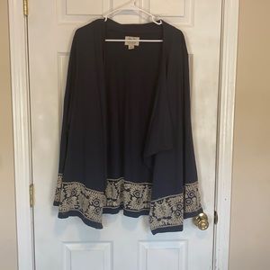 Navy Embroidered Cardigan